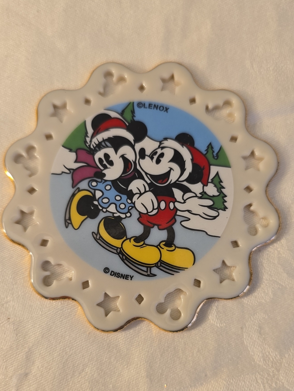 Lenox Disney Mickey & Minnie Holiday Ceramic Ornament - White